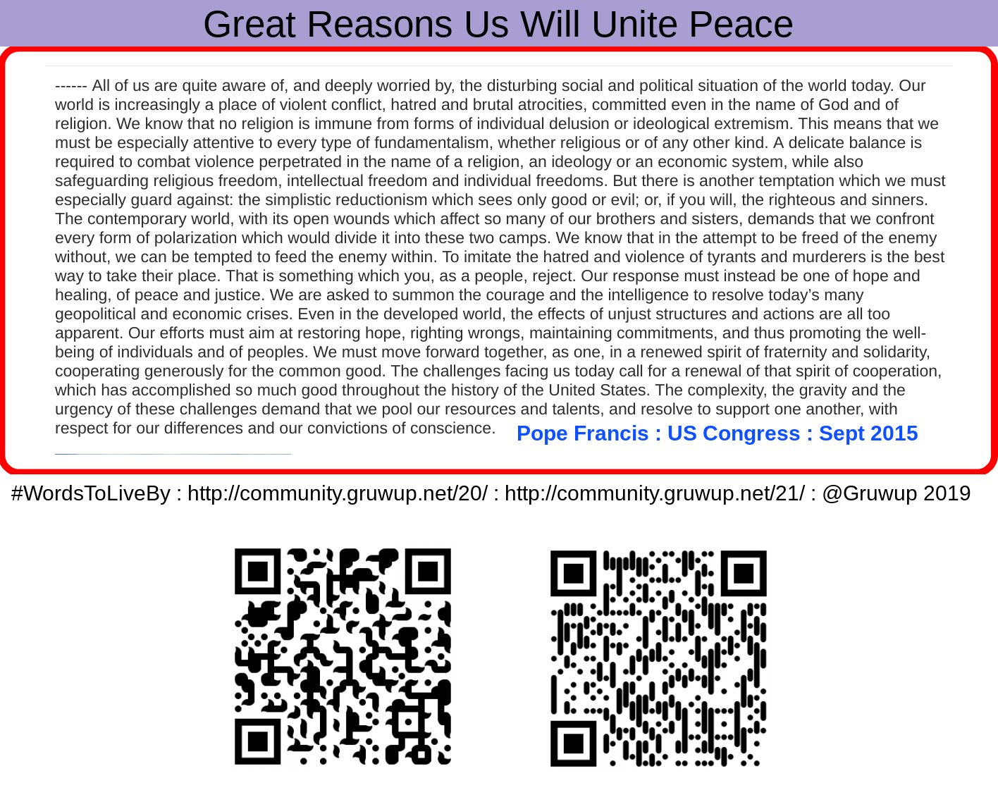 QR - #WordsToLiveBy - Pope Francis Call To US - Confront Every Form Of Polarization.png